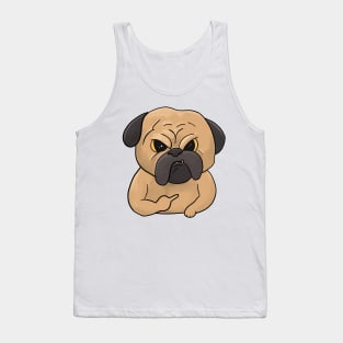 Grumpy Pug Dog Holding Middle Finger Boxer Tank Top